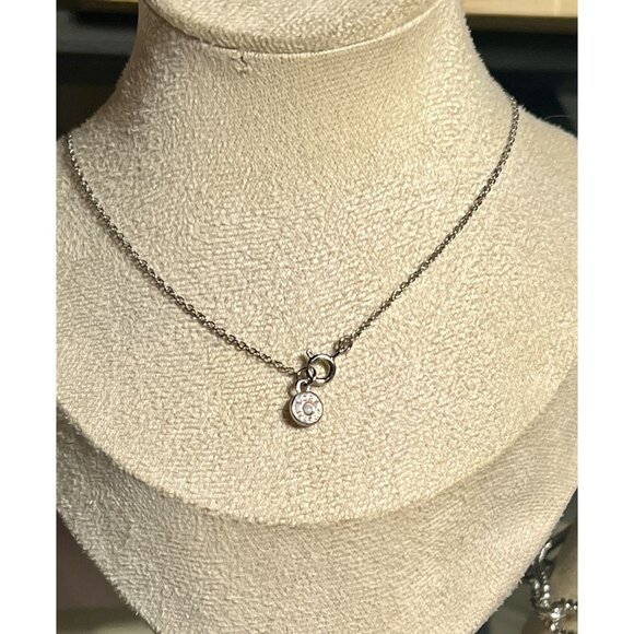 Tory Burch Silver Miller Logo Pave Chainlink Necklace & Dangle Earring Set - Picture 10 of 10